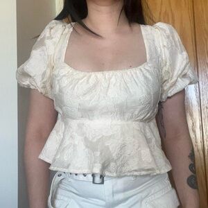 Lulus Cream Puff Sleeve Top